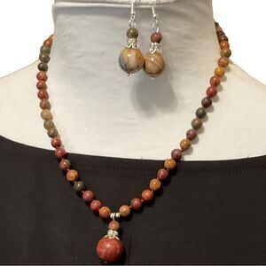 Picture Jasper Necklace Earring Set NWT Black Friday sale!